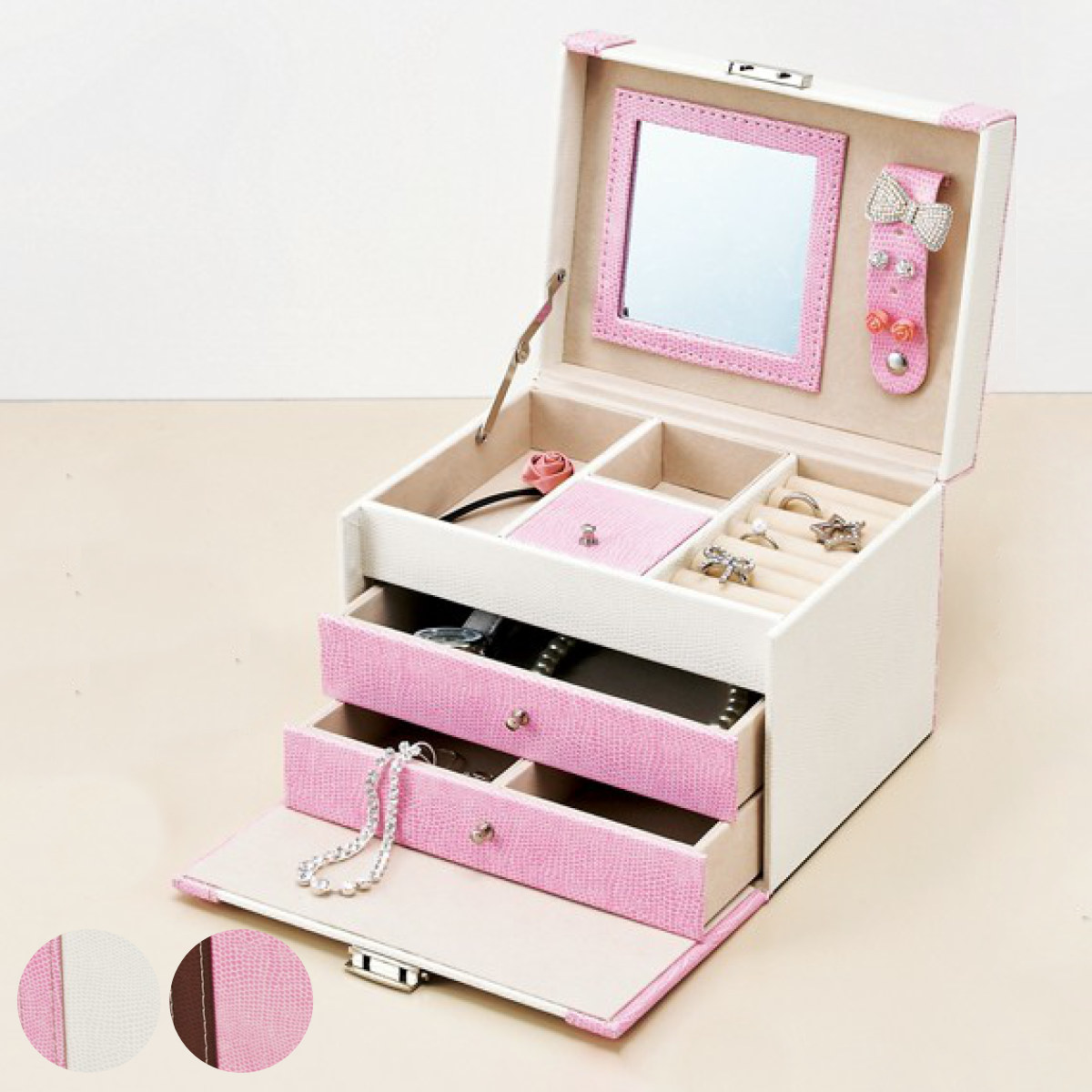 ジュエリーボックス ピンク コスメボックス 小物入れ 643-220 小物収納 スウィート ジュエリーボックス ツートーン