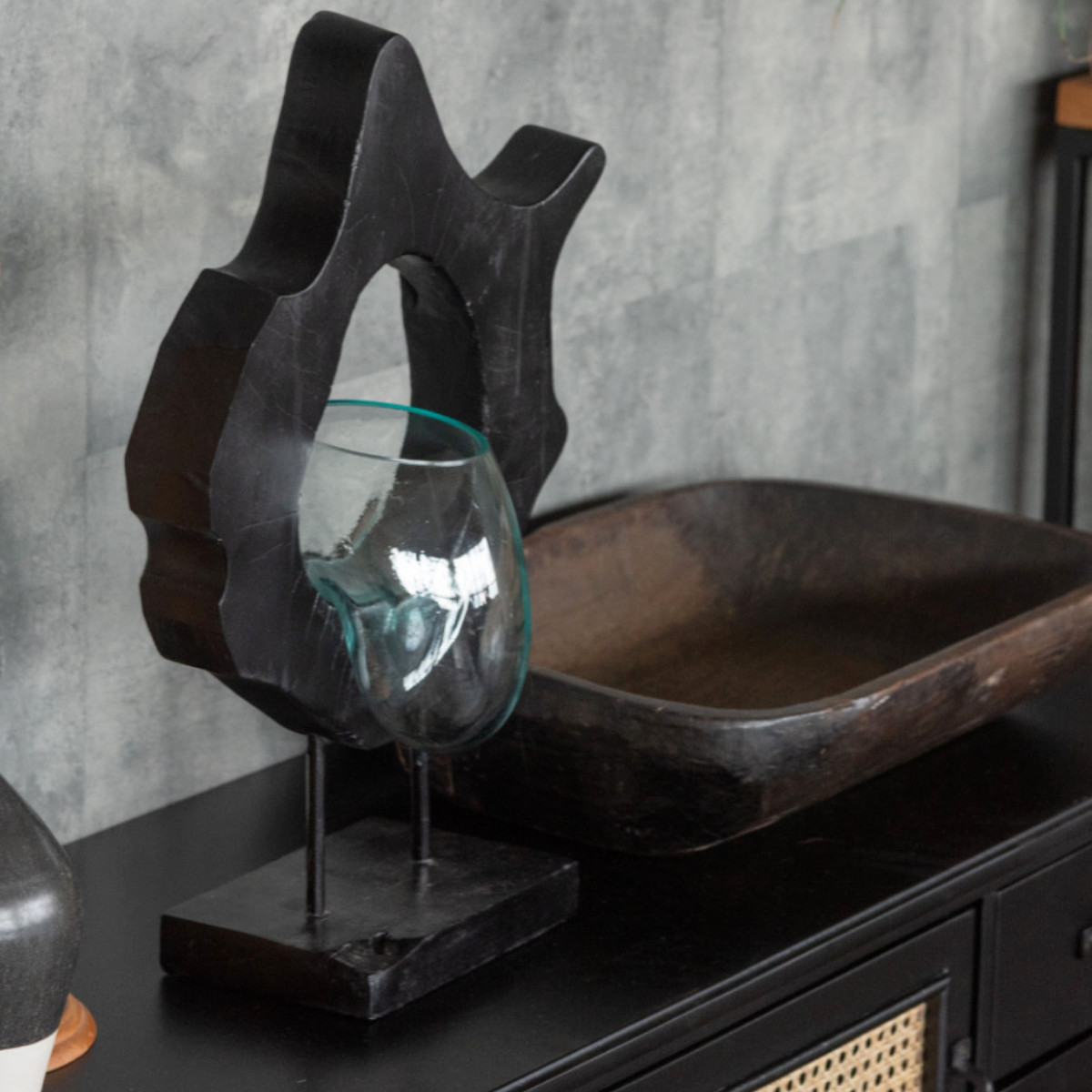 東谷 オブジェ 天然木 ガラス （ ガラスオブジェ 置物 インテリア 雑貨
