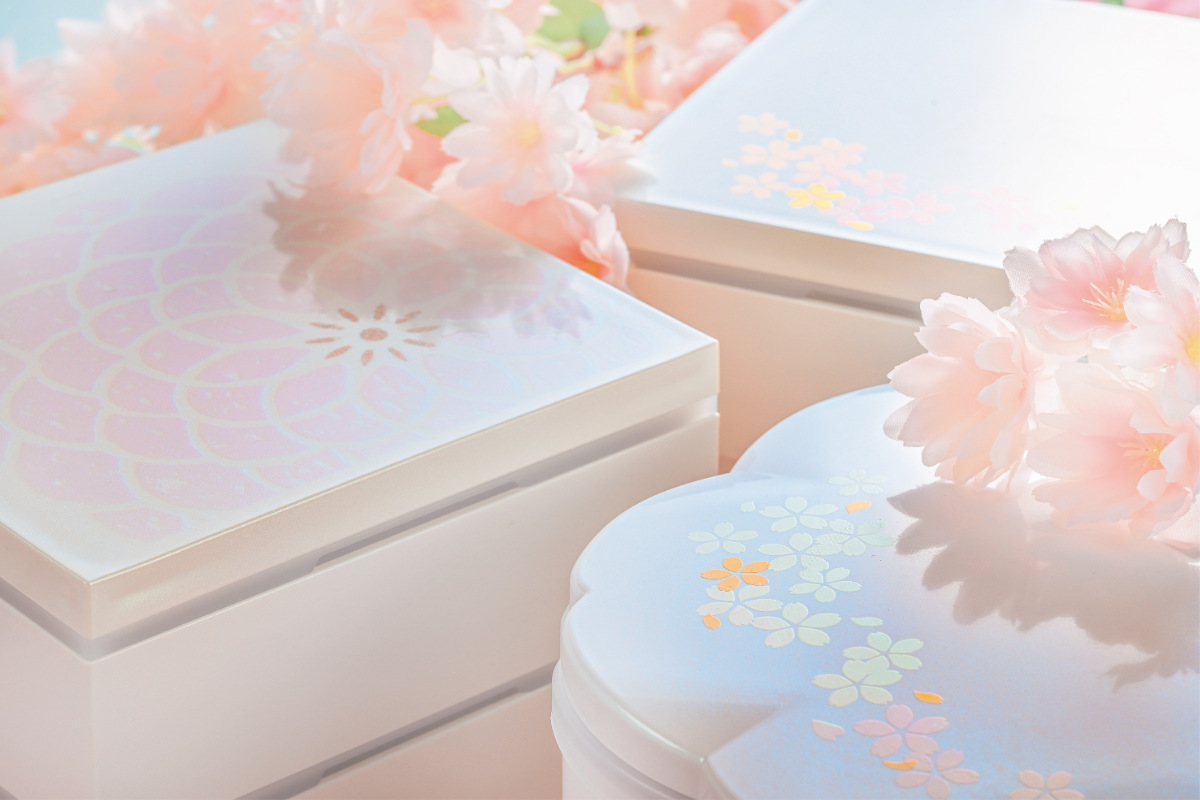 お重 2段 15.0角二段重 桜 （ 重箱 二段重 弁当箱 15cm 1400ml 1