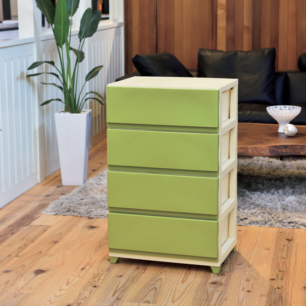 JEJアステージ 収納ケース デコニー ワイド 4段 組み立て式 チェスト