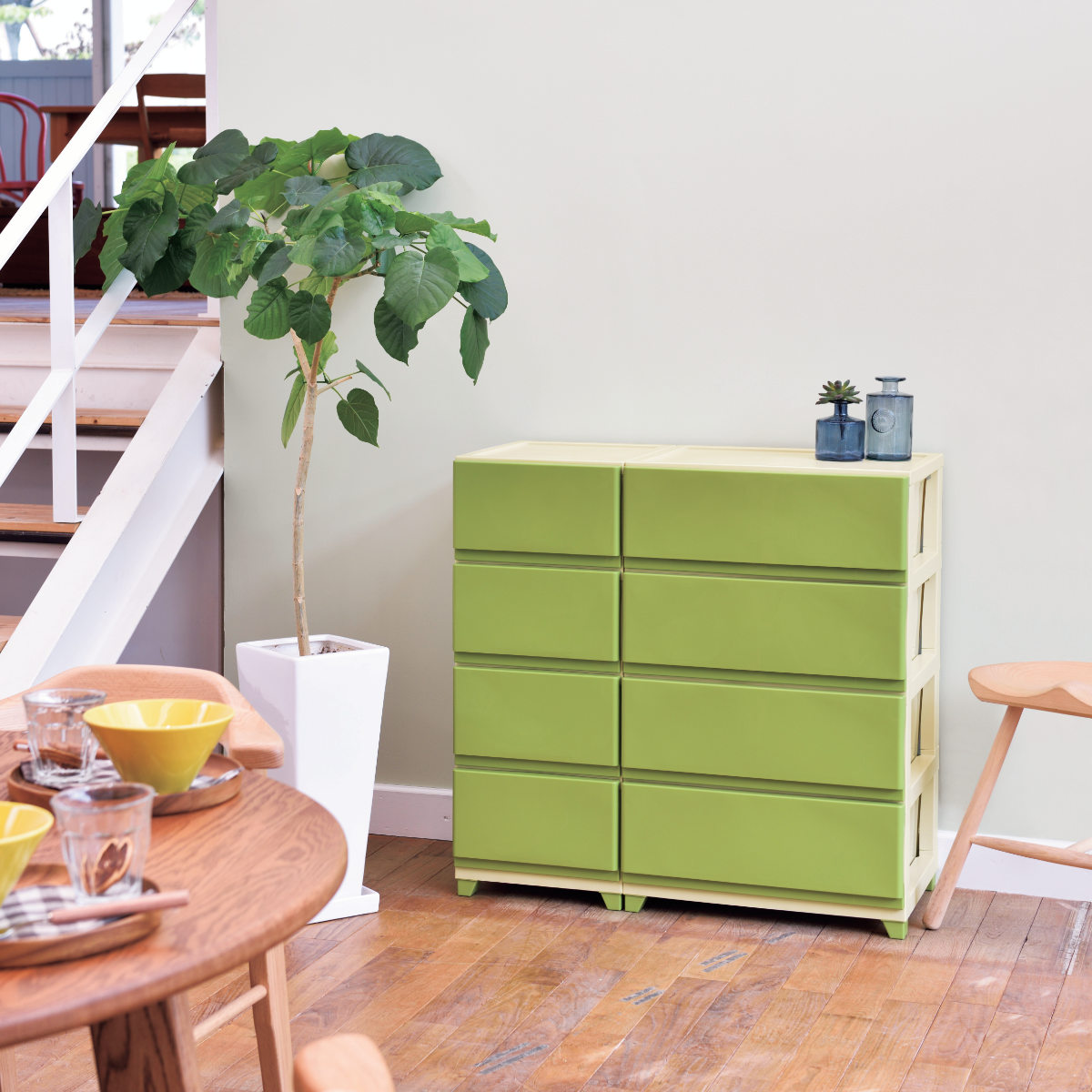 JEJアステージ 収納ケース デコニー ワイド 4段 組み立て式 チェスト