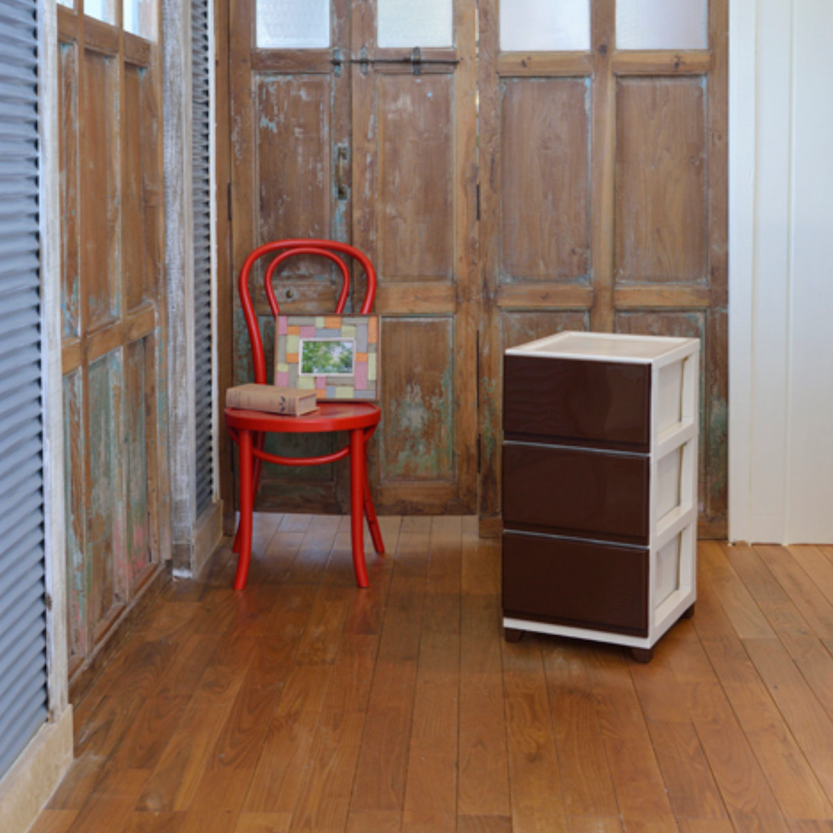 JEJアステージ 収納ケース デコニー 3段 組み立て式 チェスト （ 幅34