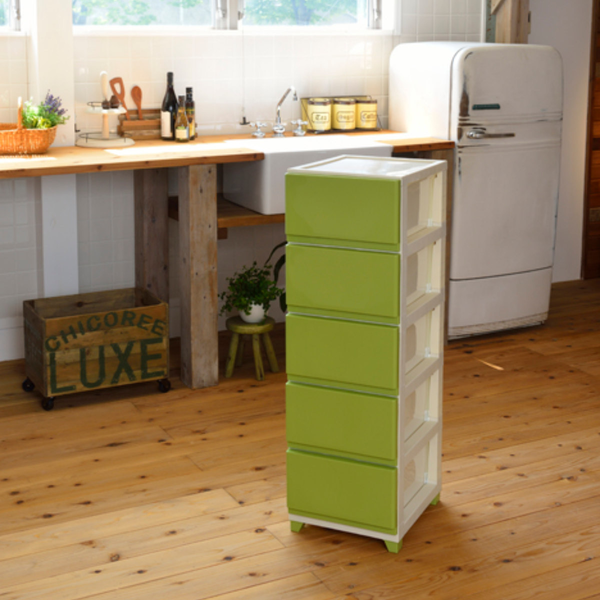 JEJアステージ 収納ケース デコニー 5段 組み立て式 チェスト （ 幅34