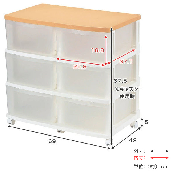 JEJアステージ 収納ケース エミング 深型ストッカー 木天板 ナチュラル
