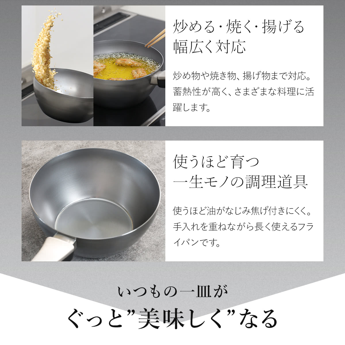 鉄フライパン 20cm 深型 IH対応 「F.」 藤田金属×近畿大学 日本製