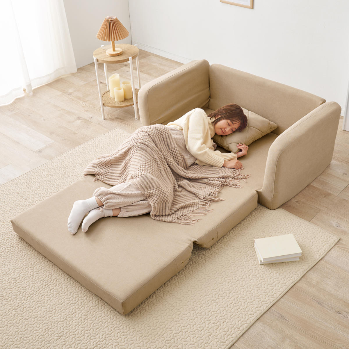 HAGiHARA（萩原） ソファベッド 幅110cm 肘リクライニング （ 1人掛け