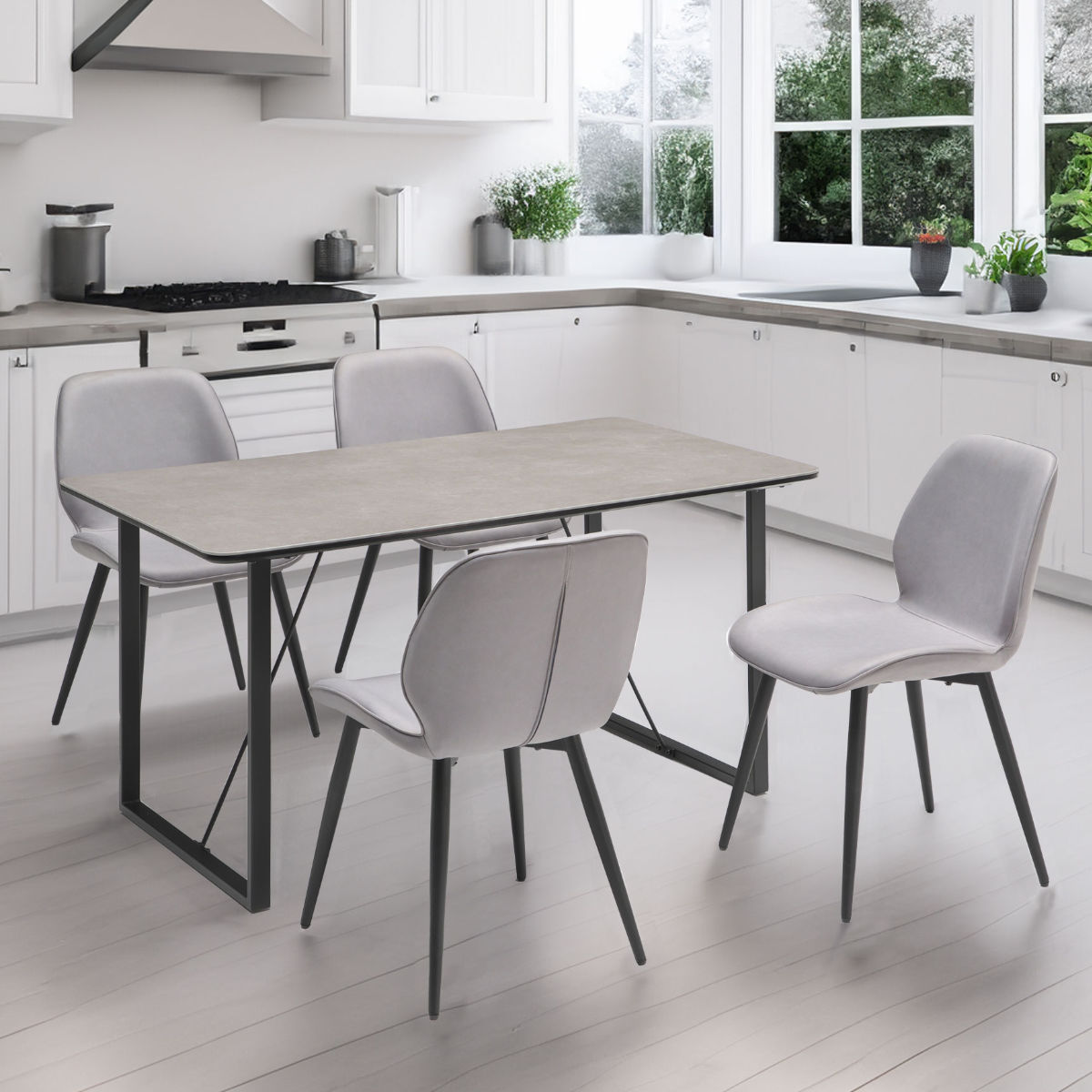 ダイニングテーブルセット 4人掛け テーブル幅140cm 5点セット （ 開梱