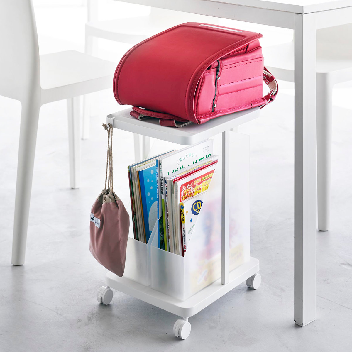 山崎実業 tower ランドセル収納ラック タワー キャスター付き 2段 （ 4903208017473 タワーシリーズ ランドセル収納 デスク下 デスク下収納 ） | tower | 17