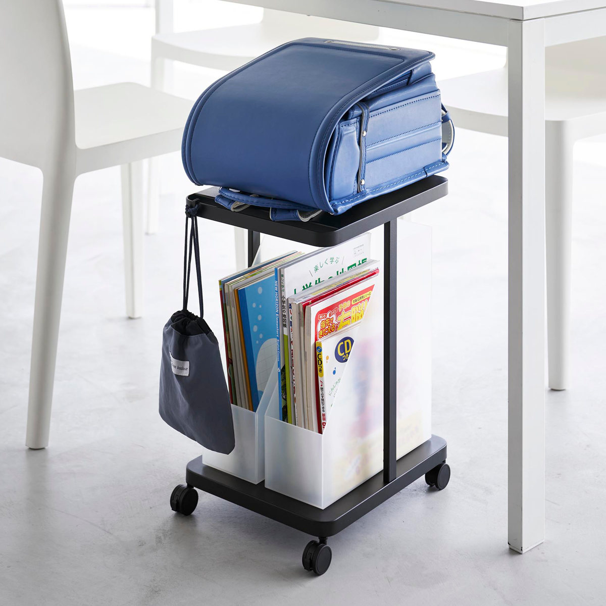 山崎実業 tower ランドセル収納ラック タワー キャスター付き 2段 （ 4903208017473 タワーシリーズ ランドセル収納 デスク下 デスク下収納 ） | tower | 18
