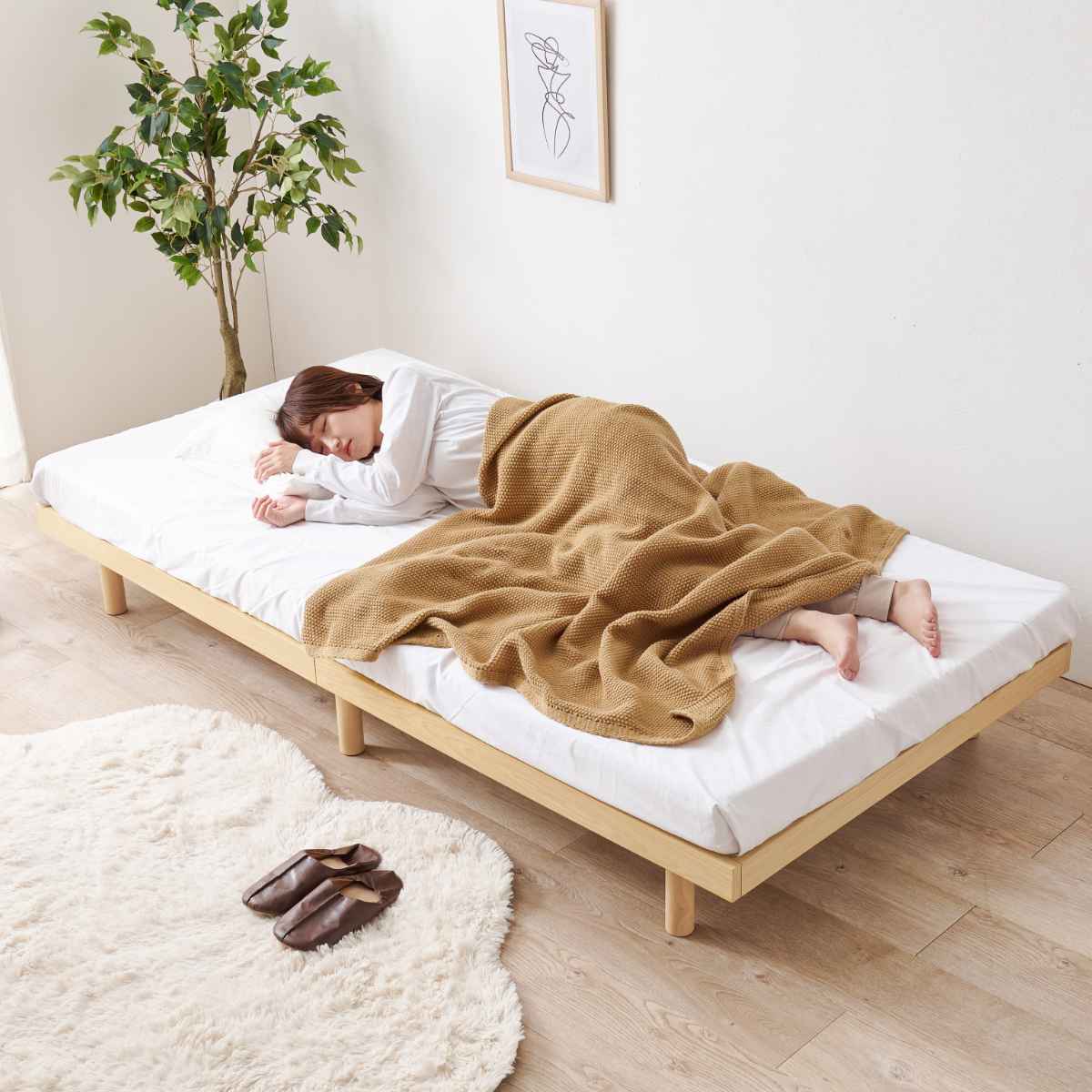 ステージベッド シングル 2段階調整 すのこ シンプルデザイン