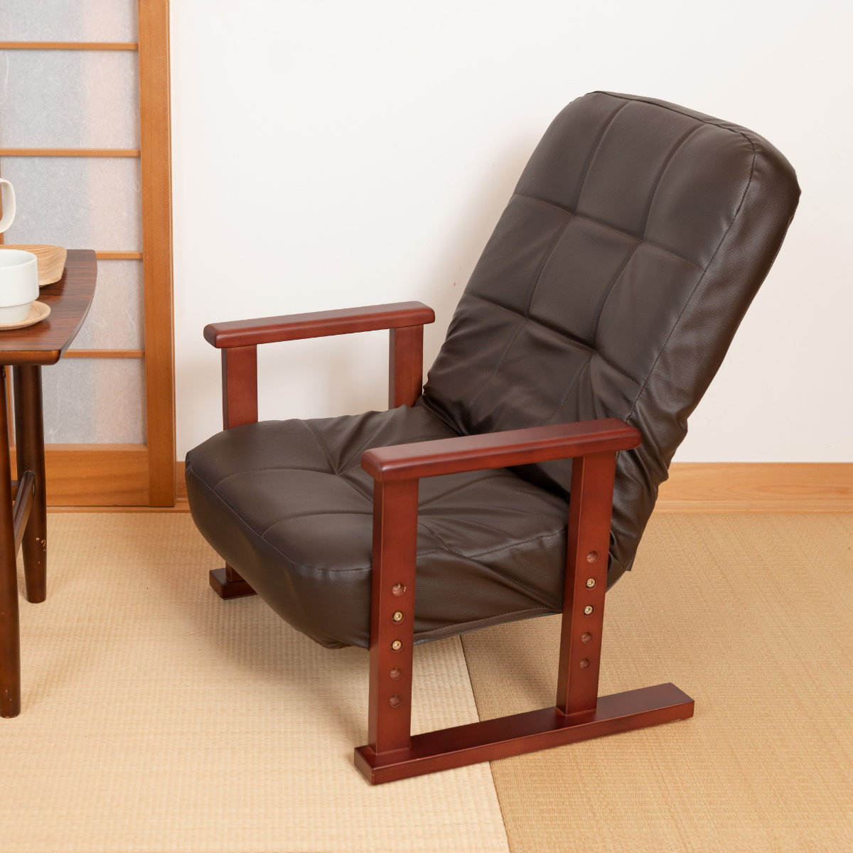 高座椅子 高齢者 座面高18〜27cm 7段階リクライニング 高さ調節 PVC生地 （ チェア 椅子 ソファ 1人掛け リクライニングチェア 折りたたみ ウレタン ） | ブランド登録なし | 15