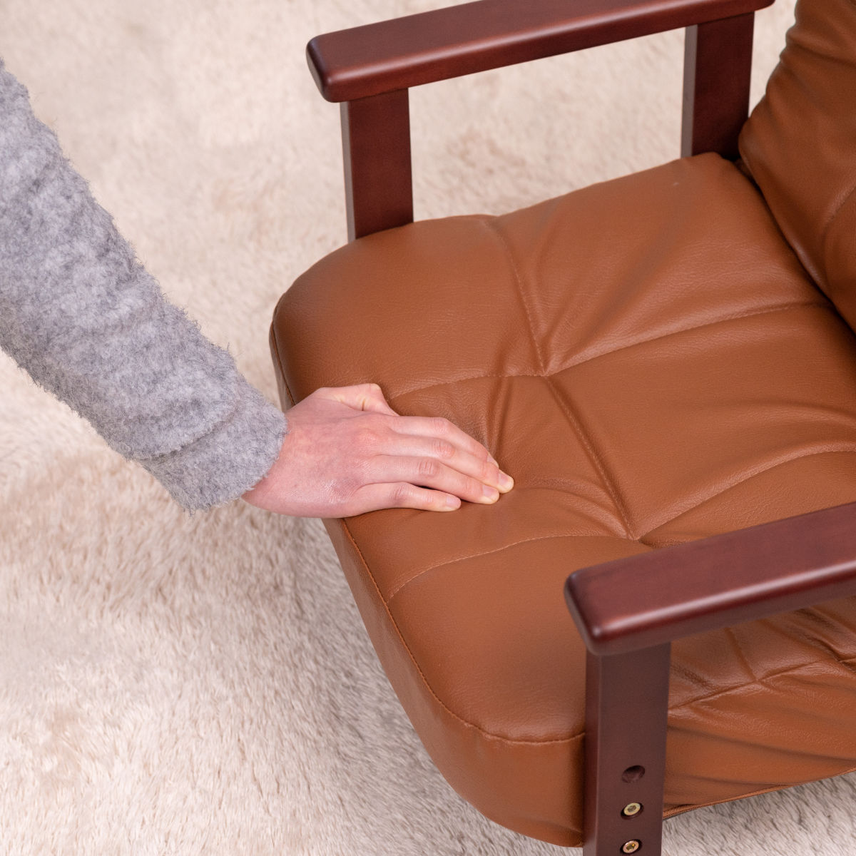 高座椅子 高齢者 座面高18〜27cm 7段階リクライニング 高さ調節 PVC生地 （ チェア 椅子 ソファ 1人掛け リクライニングチェア 折りたたみ ウレタン ） | ブランド登録なし | 16