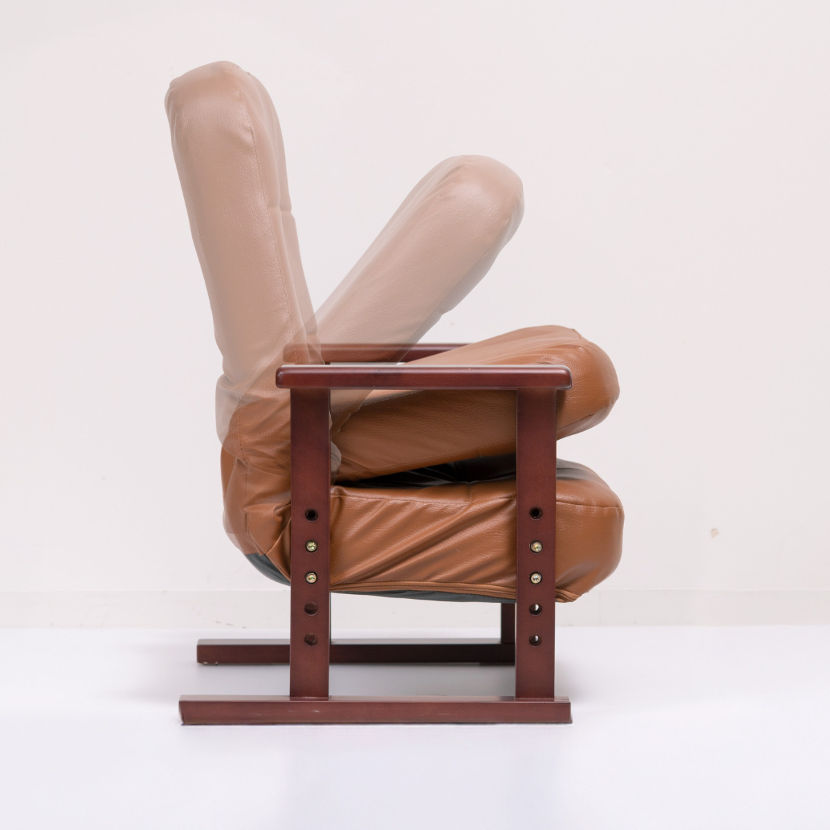 高座椅子 高齢者 座面高18〜27cm 7段階リクライニング 高さ調節 PVC生地 （ チェア 椅子 ソファ 1人掛け リクライニングチェア 折りたたみ ウレタン ） | ブランド登録なし | 18