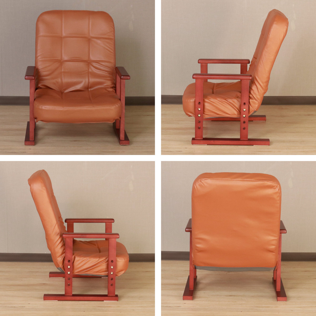 高座椅子 高齢者 座面高18〜27cm 7段階リクライニング 高さ調節 PVC生地 （ チェア 椅子 ソファ 1人掛け リクライニングチェア 折りたたみ ウレタン ） | ブランド登録なし | 04