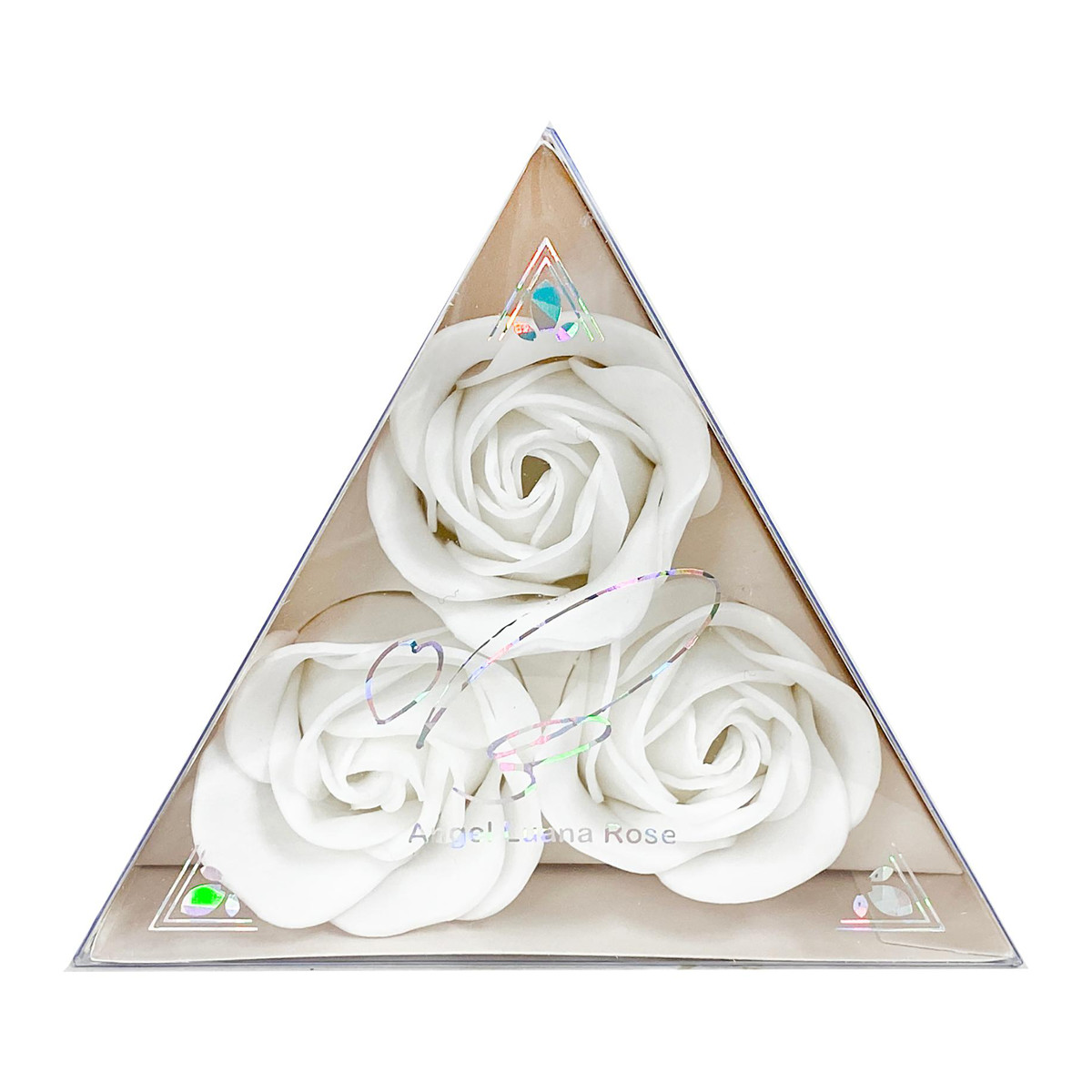 天然石　ホワイトジェイド　大きな薔薇　花　カービング　自立可能⭐️3083 Q-FLA 石鹸 トライアングルローズ 花のカタチの石けん （ 石けん