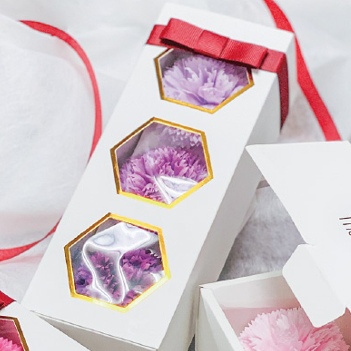 Q-FLA 入浴剤 3輪カーネーション 花のカタチの入浴剤 （ お風呂 温浴