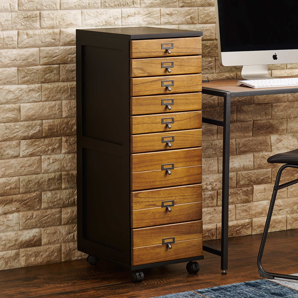 HAGiHARA（萩原） 多段チェスト 幅33cm 9段 B4対応 完成品 キャスター