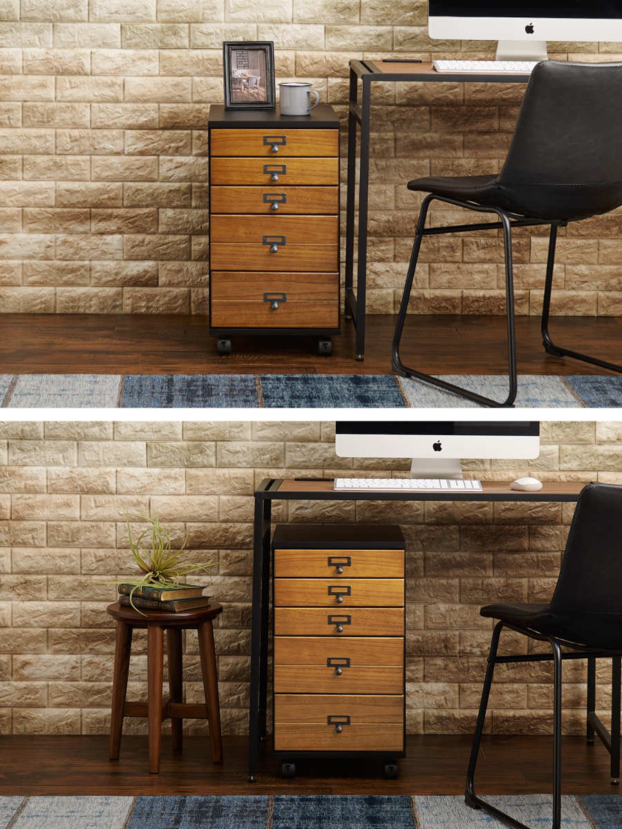 HAGiHARA（萩原） チェスト 幅33cm 9段 キャスター付 桐 天然木