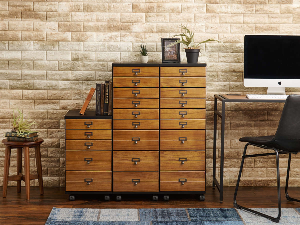 HAGiHARA（萩原） チェスト 幅33cm 9段 キャスター付 桐 天然木