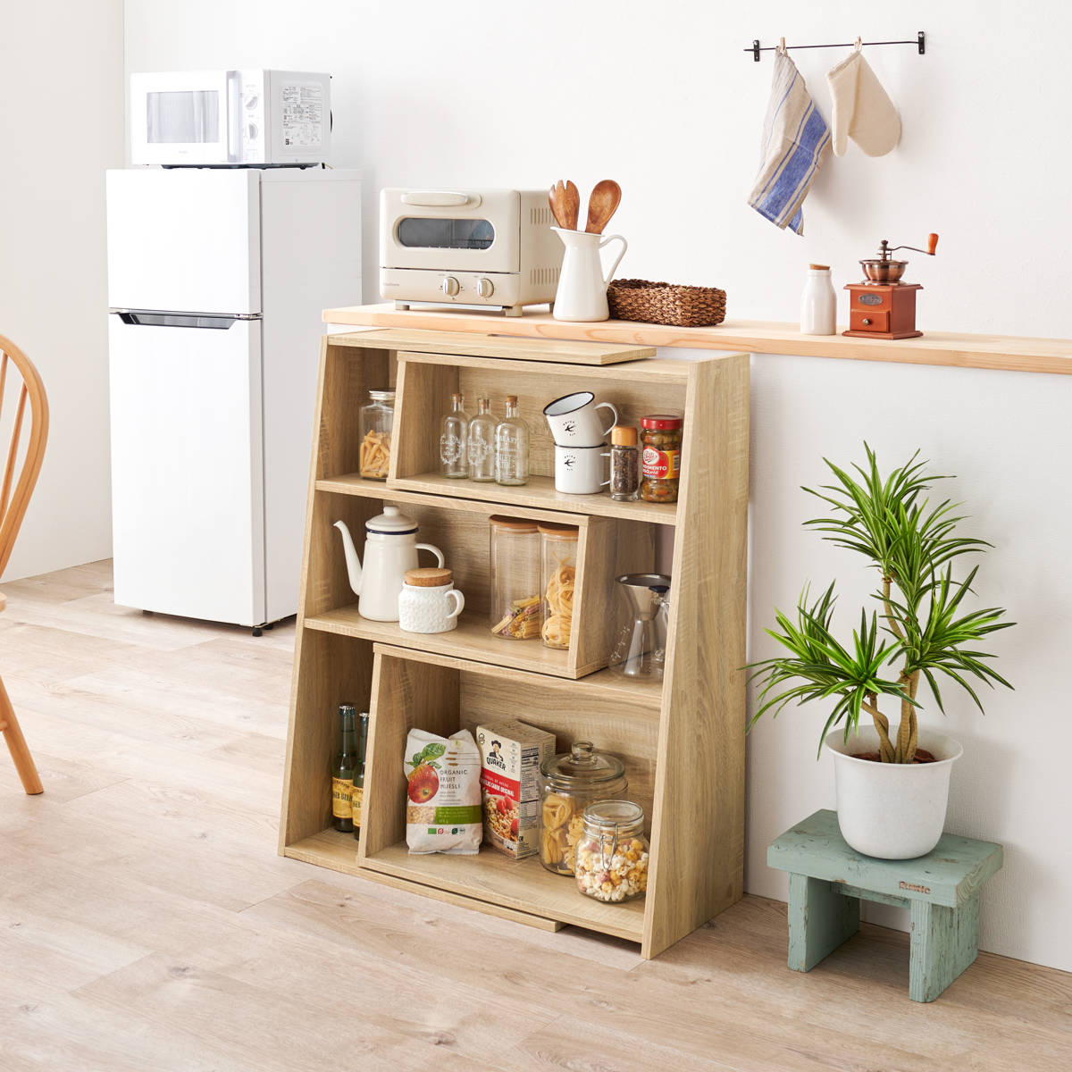 HAGiHARA（萩原） 伸縮スライドラック 幅60〜100cm 角度調整可能 木目