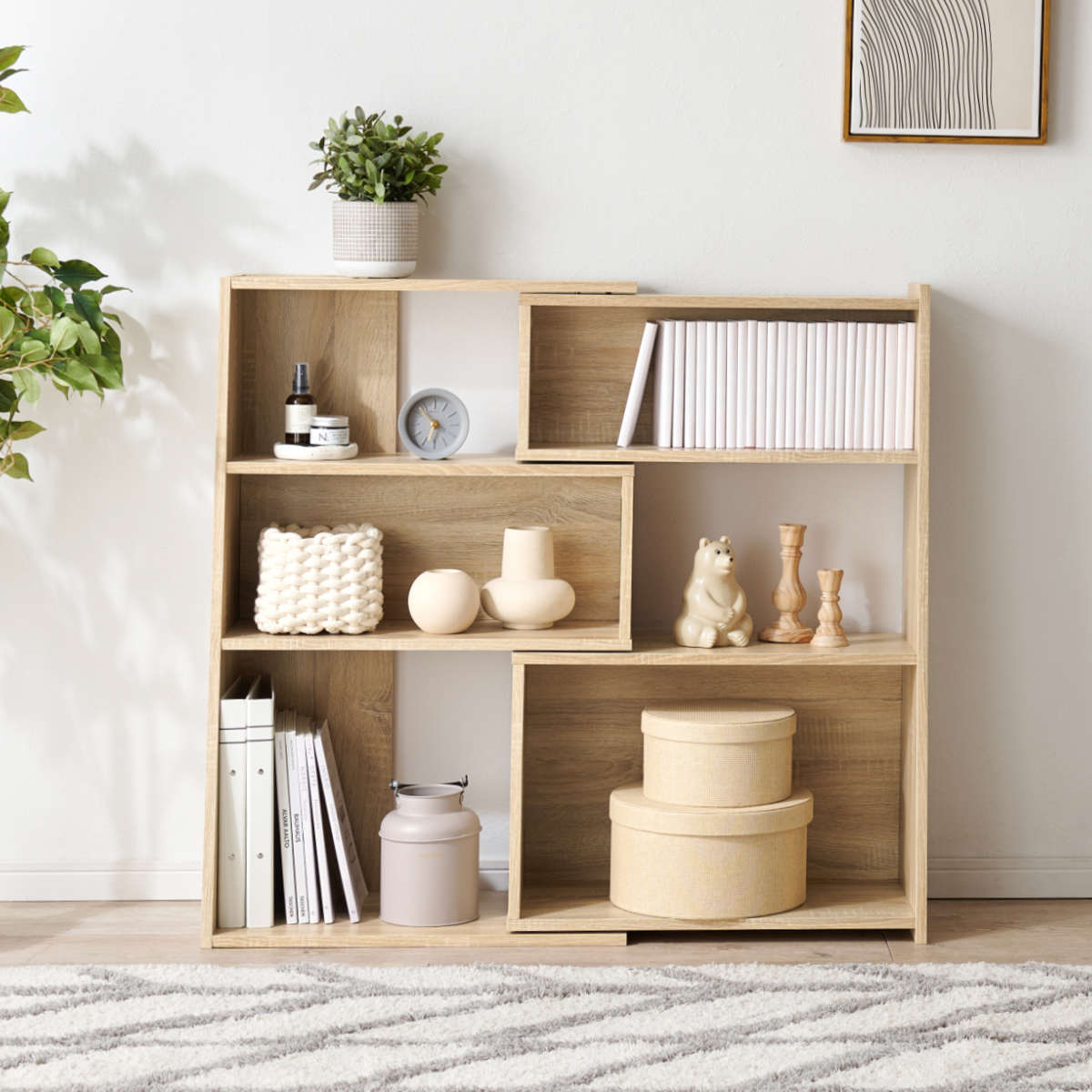 HAGiHARA（萩原） 伸縮スライドラック 幅60〜100cm 角度調整可能 木目