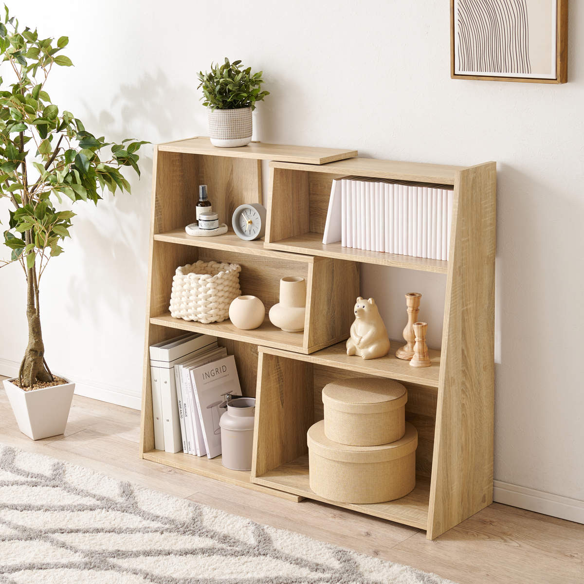 HAGiHARA（萩原） 伸縮スライドラック 幅60〜100cm 角度調整可能 木目