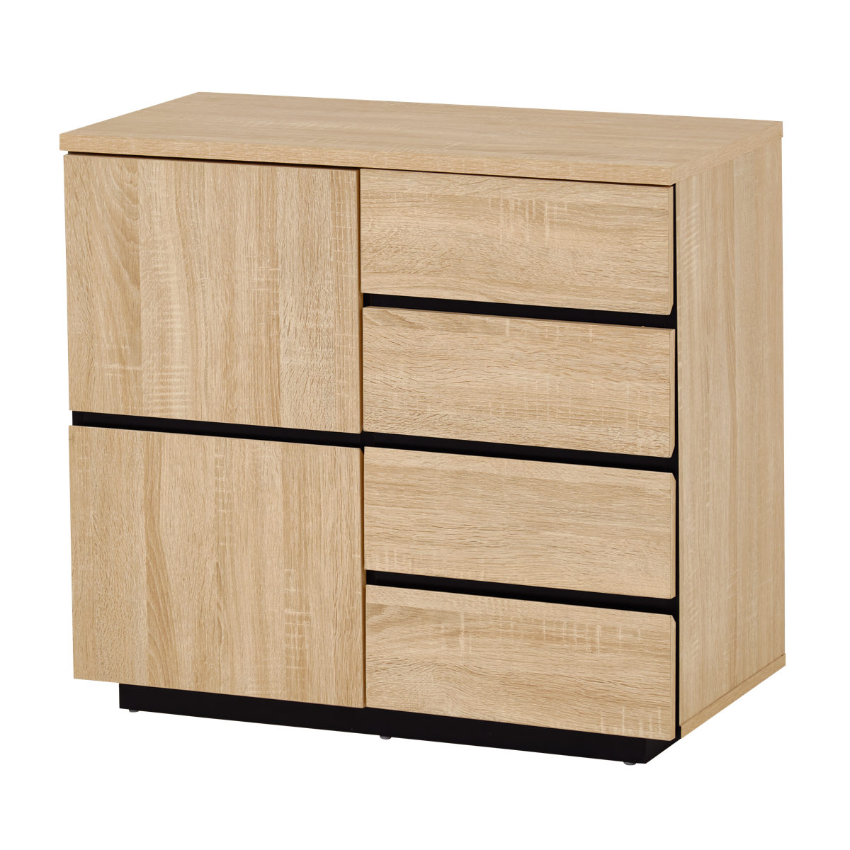 HAGiHARA（萩原） キャビネット 幅79cm 4段 木目調 （ チェスト