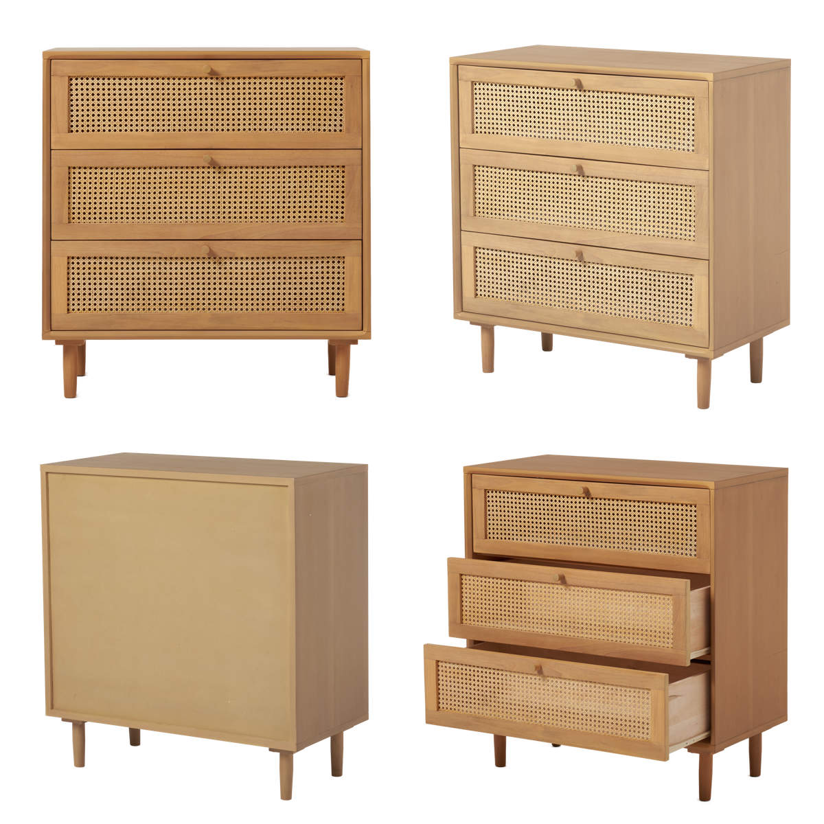 HAGiHARA（萩原） ラタン チェスト 幅80cm 天然木 かごめ編み （ 収納