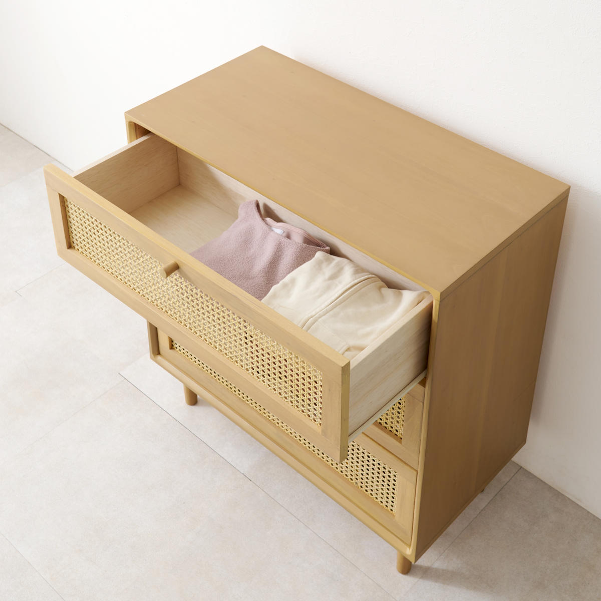 HAGiHARA（萩原） ラタン チェスト 幅80cm 天然木 かごめ編み （ 収納