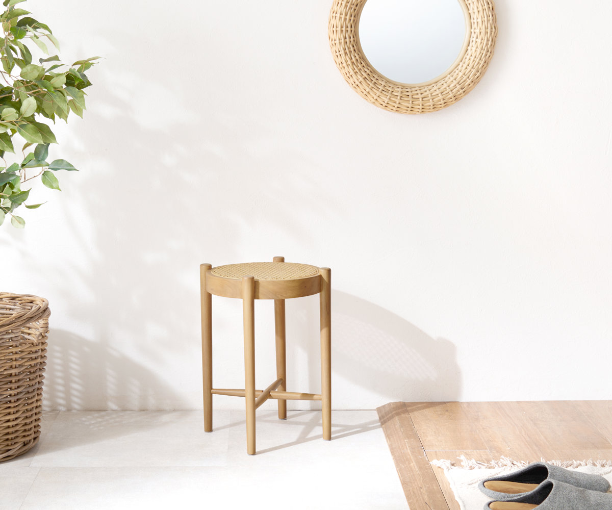 HAGiHARA（萩原） ラタン スツール 座面高41.5cm 天然木 かごめ編み