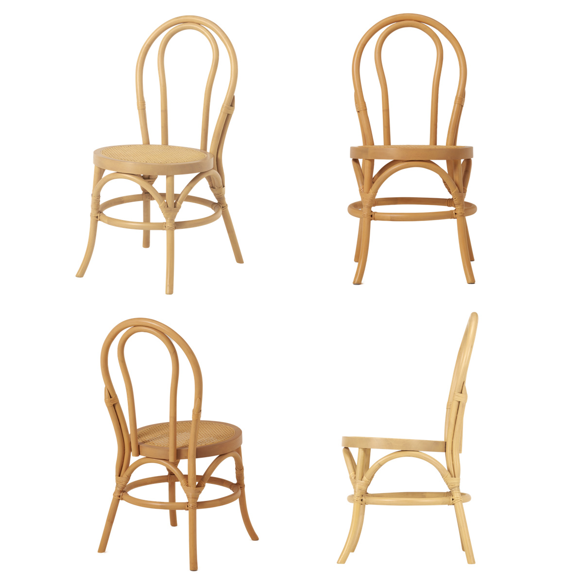 HAGiHARA（萩原） ラタン チェア 座面高41cm 天然木 かごめ編み