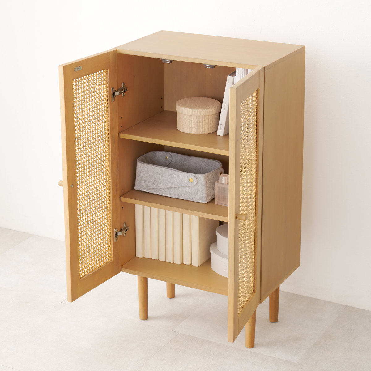 HAGiHARA（萩原） ラタン キャビネット 幅54cm 天然木 かごめ編み