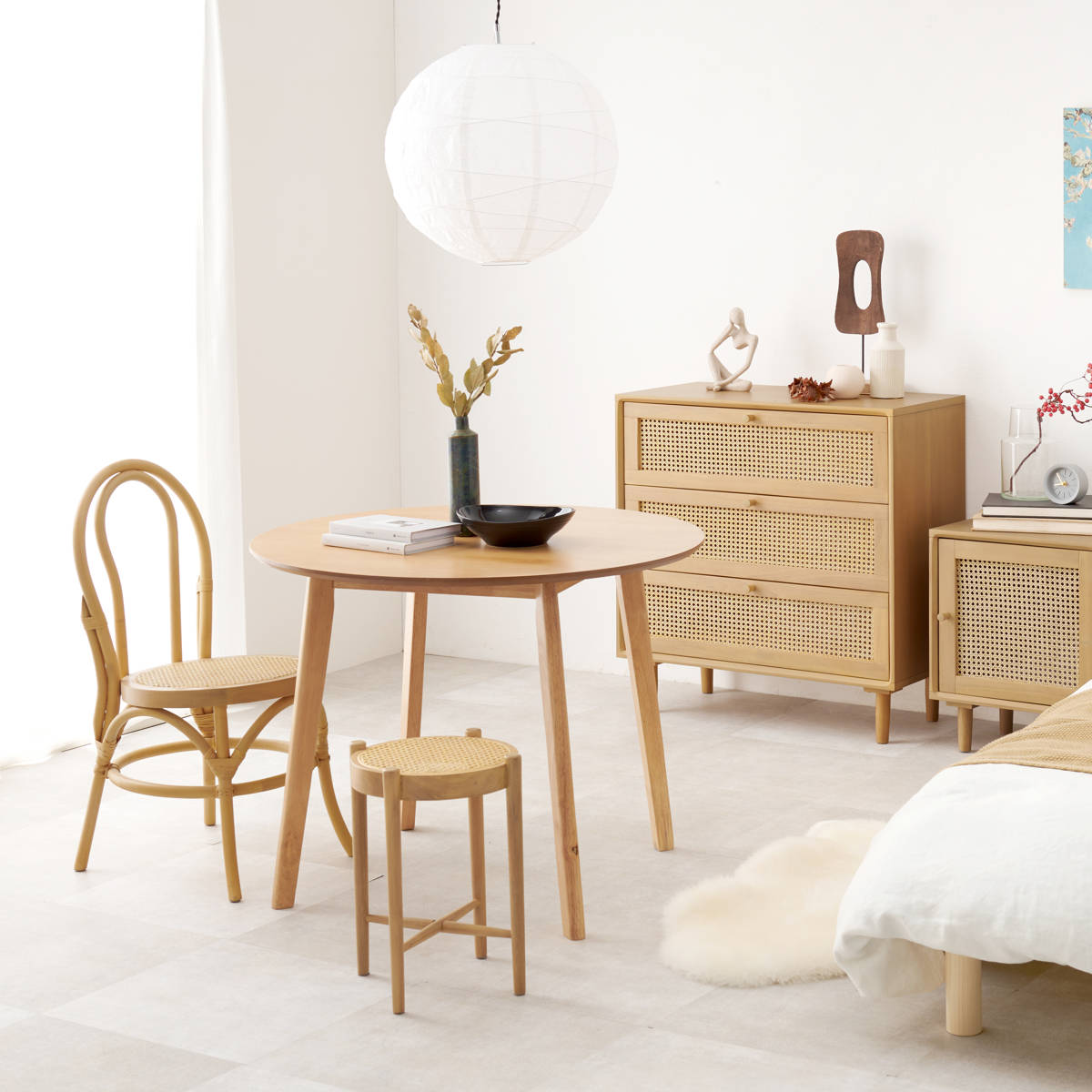 HAGiHARA（萩原） ラタン キャビネット 幅54cm 天然木 かごめ編み