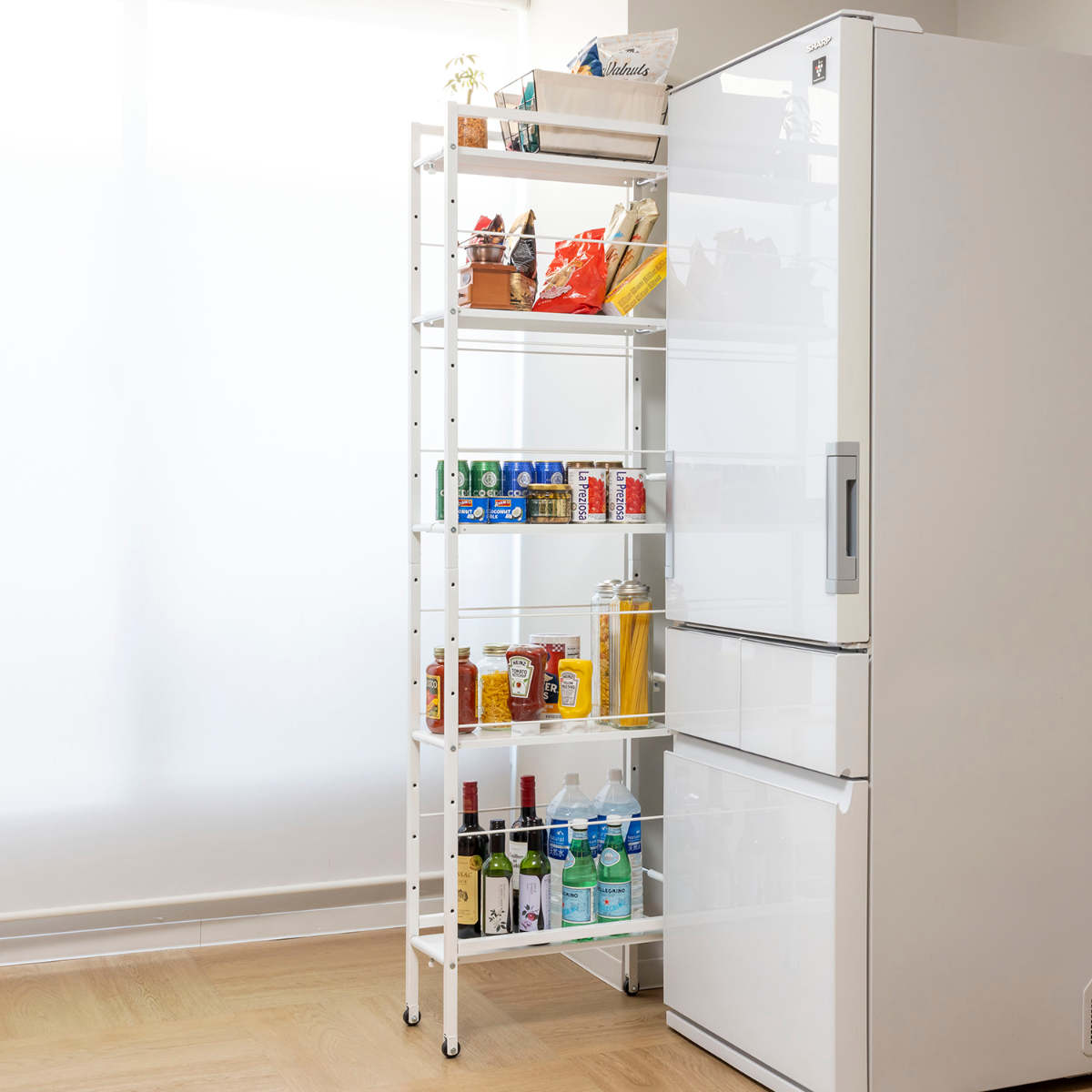 サン・ハーベスト キッチンストッカー 幅が伸縮できるすき間収納ラック