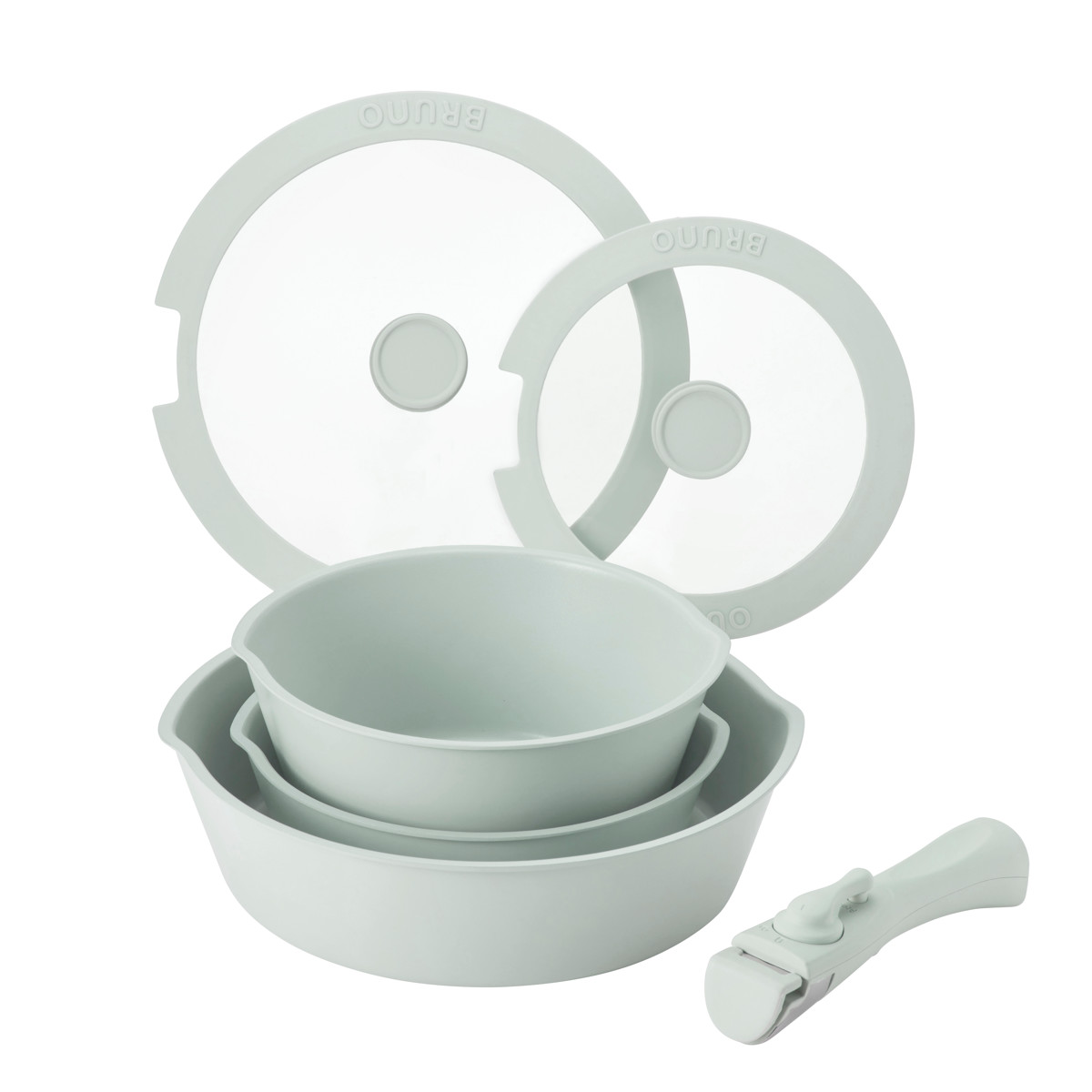 BRUNO（ブルーノ） フライパン 6点セット IH対応 着脱ハンドル式 蓋