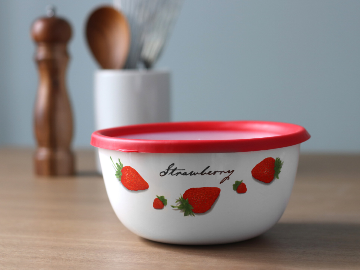 ミキシングボウル 18cm ストロベリーシリーズ 富士ホーロー （ Honey