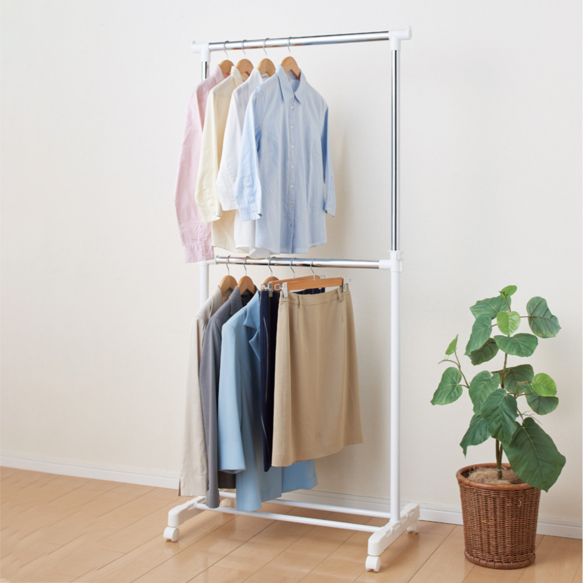 パール金属 ハンガーラック 2段パイプハンガー シングル 幅80