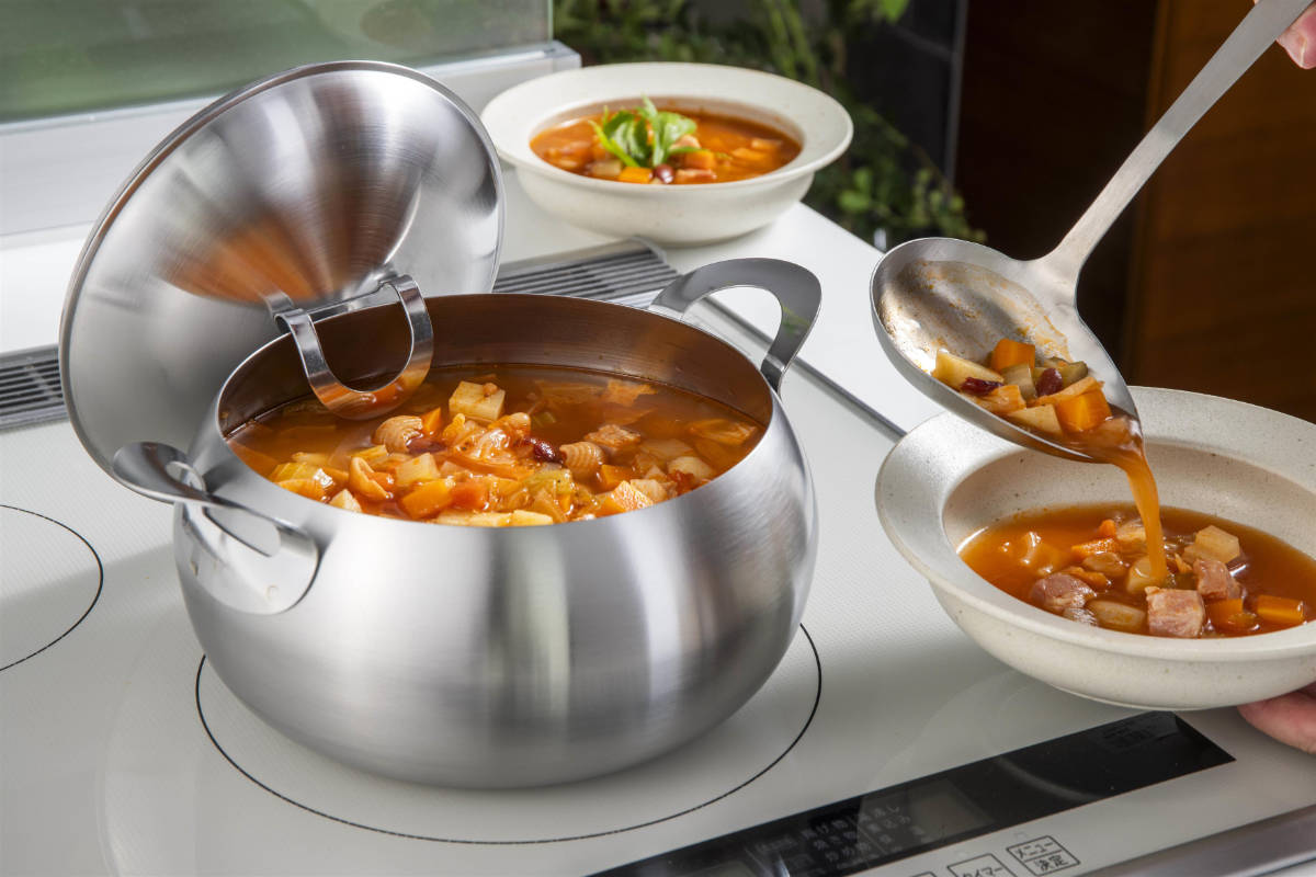 W*k様 『カレーシチューが劇的に美味しい』水なし自動調理鍋 SHARP HEA 下村企販 スープ＆カレーポット 20cm IH対応 ステンレス製 日本製