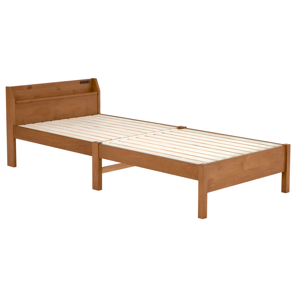 HAGiHARA（萩原） 3分で組み立て シングルロング ベッド 宮棚 2口