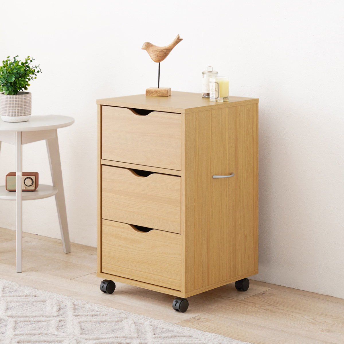 HAGiHARA（萩原） チェスト 幅40cm キャスター付き 引出し3杯