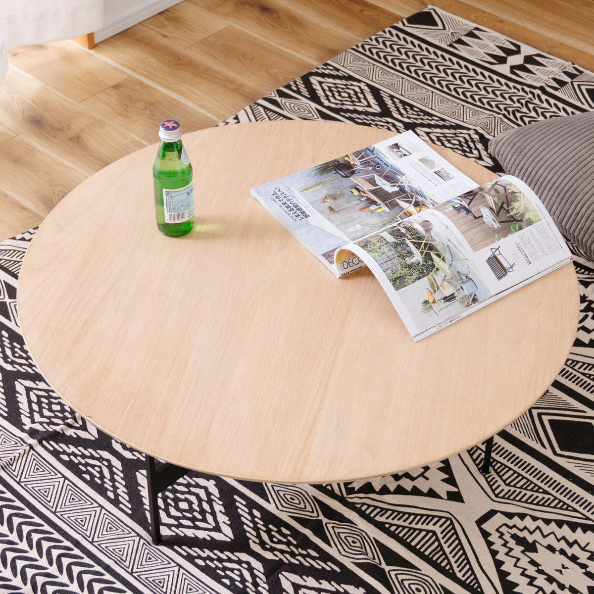 東谷 センターテーブル 幅78cm アイアンレッグ ラウンドテーブル