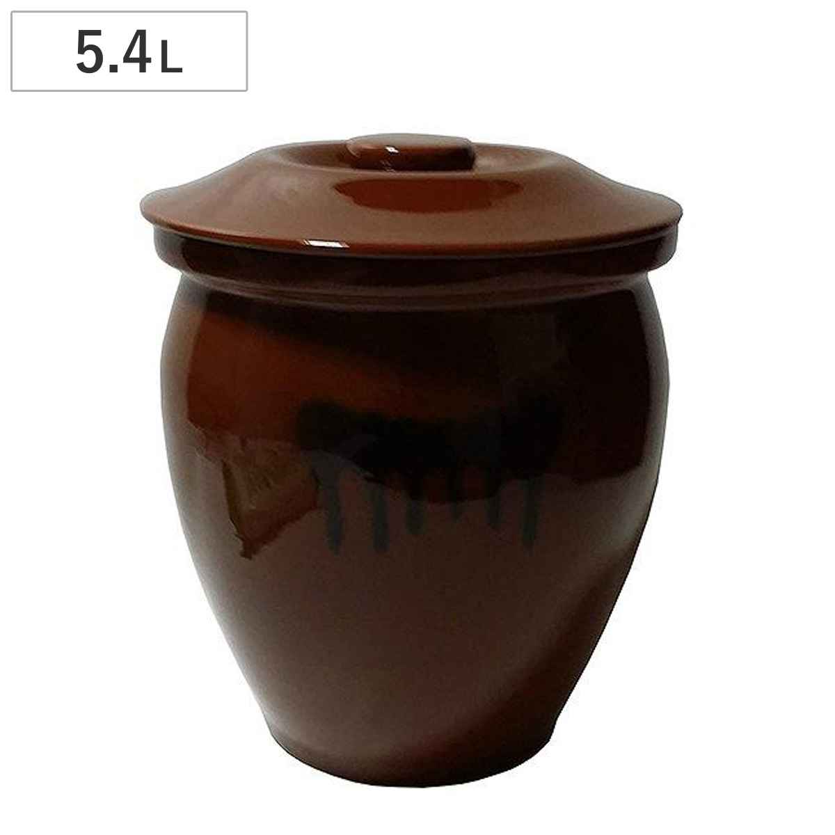 漬物容器 5.4L 丸かめ 3号 蓋付き 陶器 （ 漬物樽 つけもの容器 漬け物 