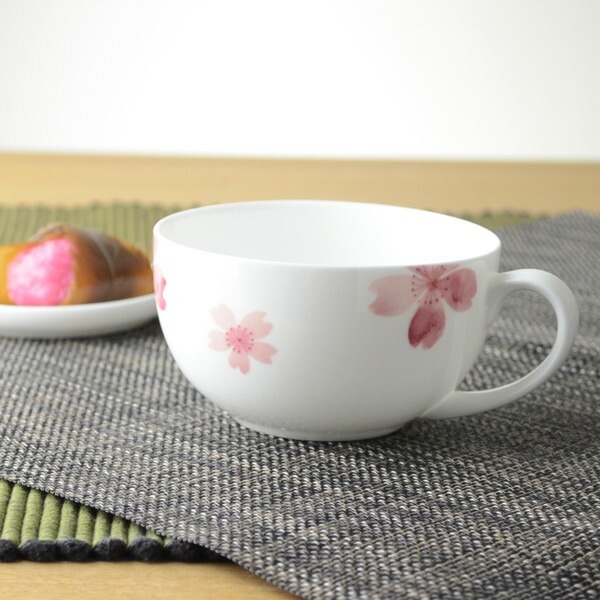 スープカップ 桜 340ml ボーンチャイナ 食洗機対応 （ スープマグ