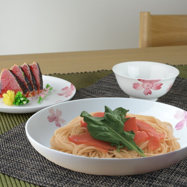 深皿 桜 深型プレート 22cm ボーンチャイナ 食洗機対応 （ お皿