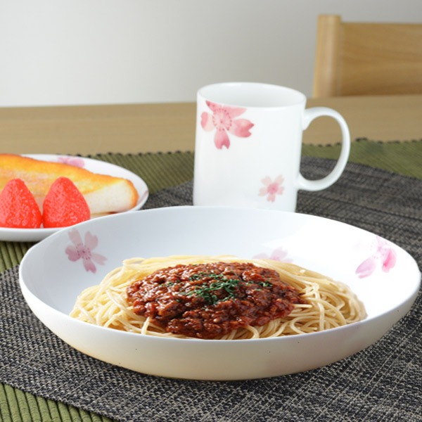 深皿 桜 深型プレート 22cm ボーンチャイナ 食洗機対応 （ お皿