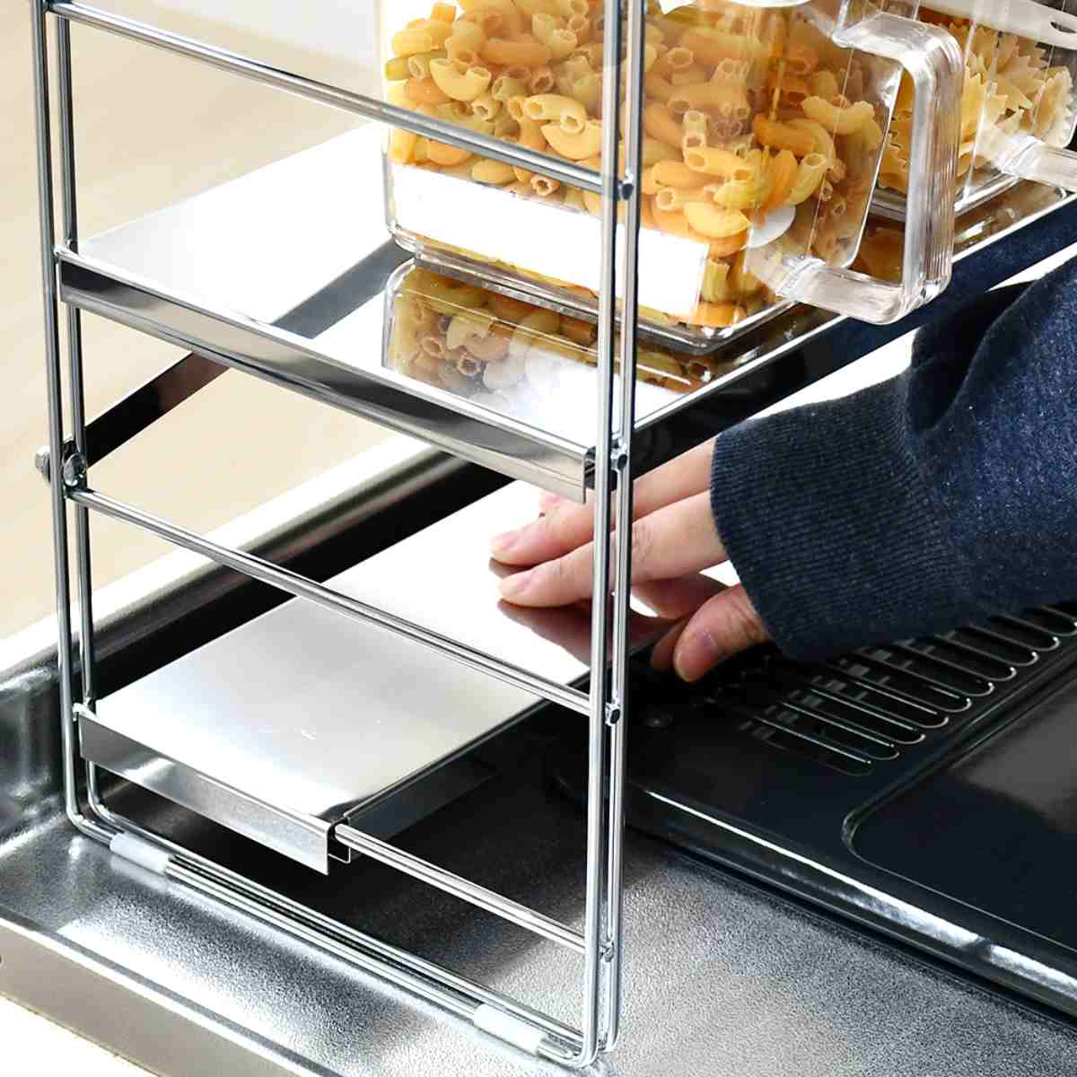 コンロ奥ラック コンロ奥多機能ラック 幅65cm 2段 （ ステンレス