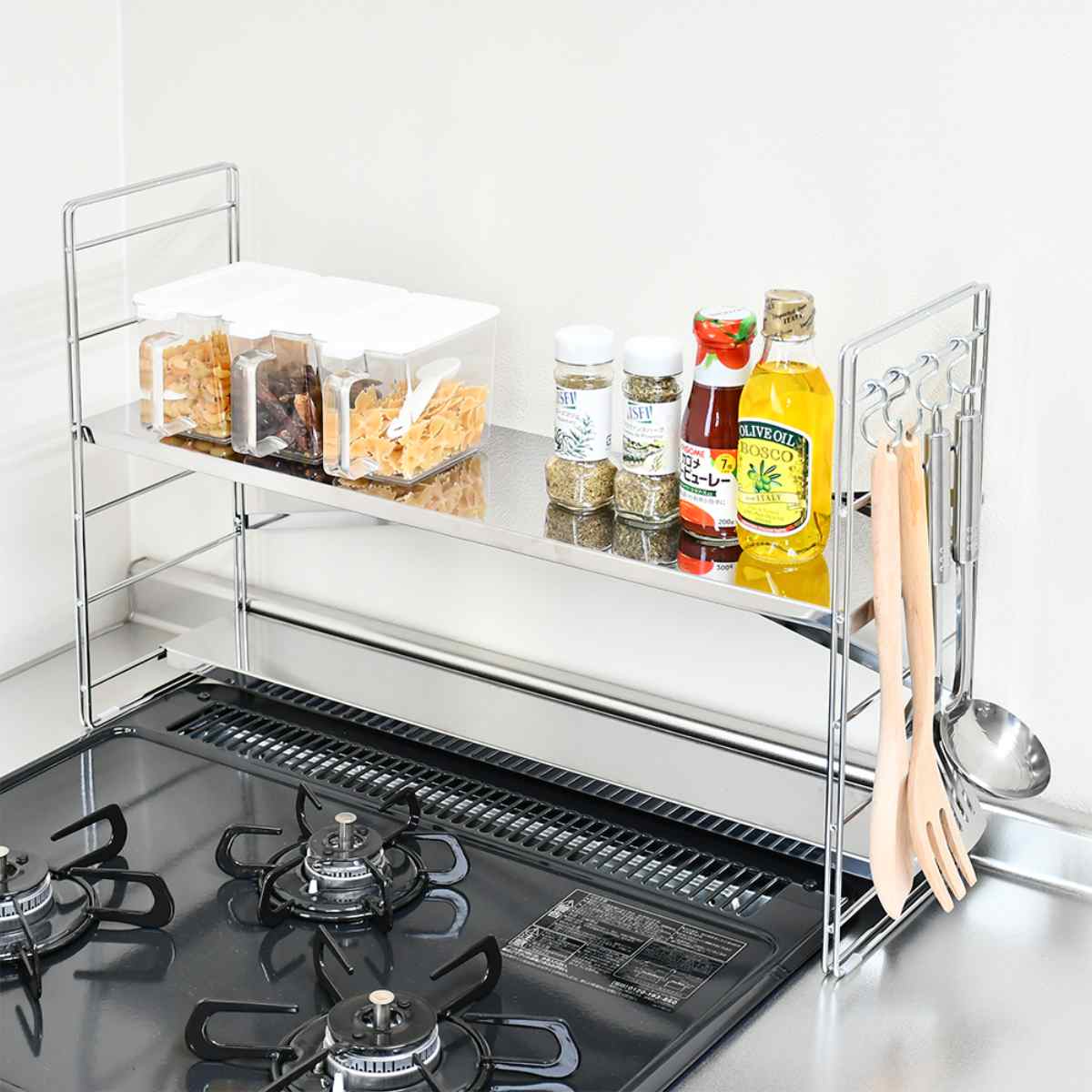 コンロ奥ラック コンロ奥多機能ラック 幅65cm 2段 （ ステンレス
