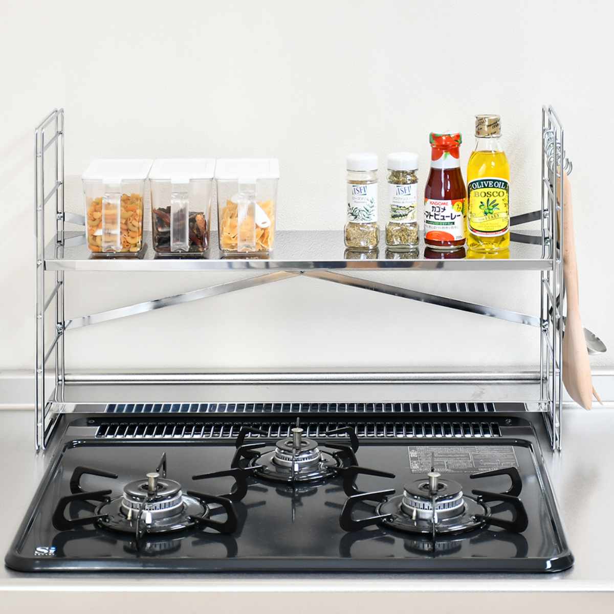 コンロ奥ラック コンロ奥多機能ラック 幅65cm 2段 （ ステンレス