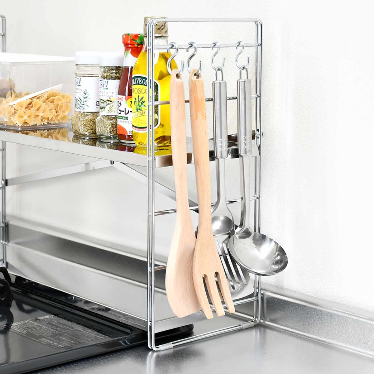 コンロ奥ラック コンロ奥多機能ラック 幅80cm 2段 （ ステンレス