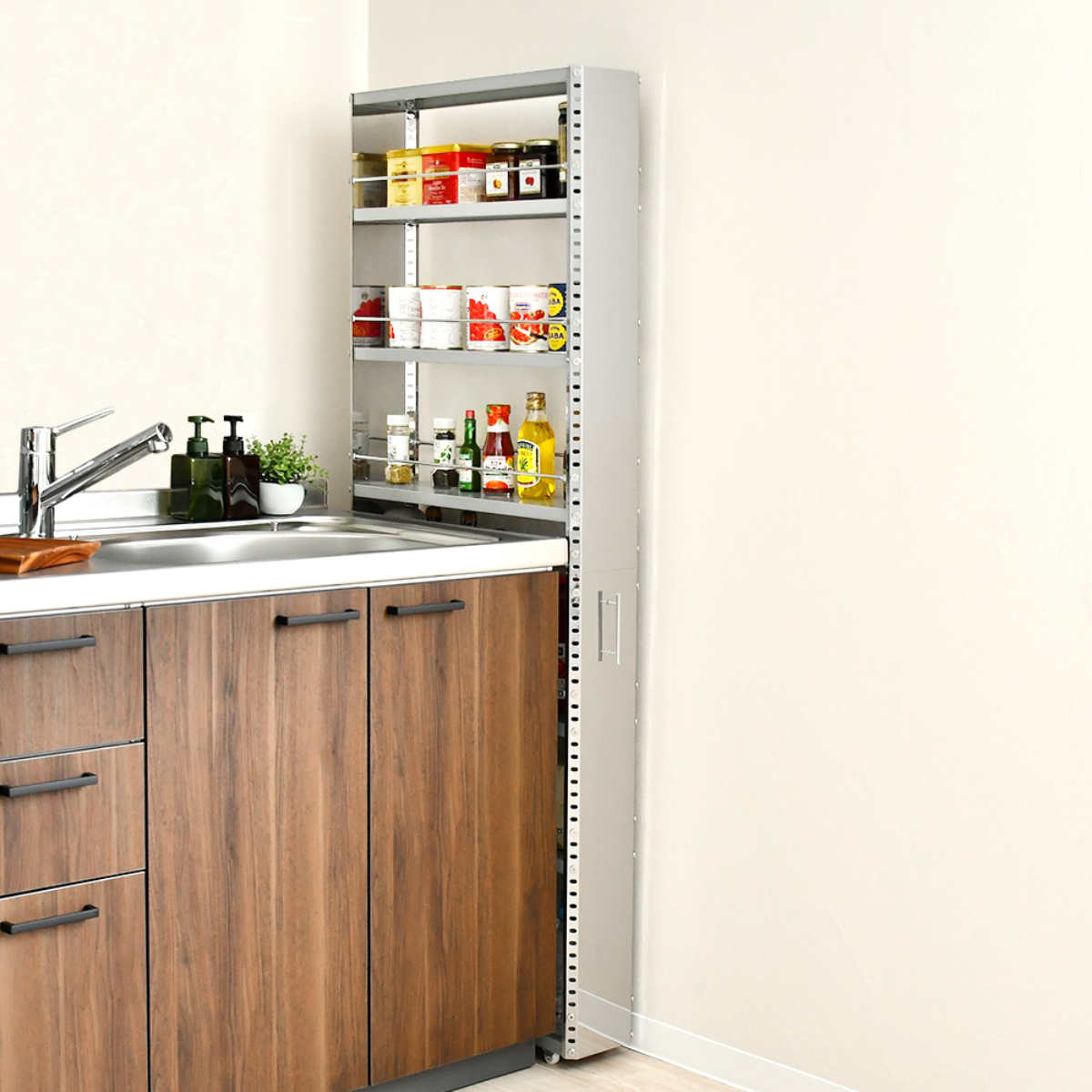 キッチンストッカー ステンレスすき間収納 幅15cm 高さ159cm ハイ